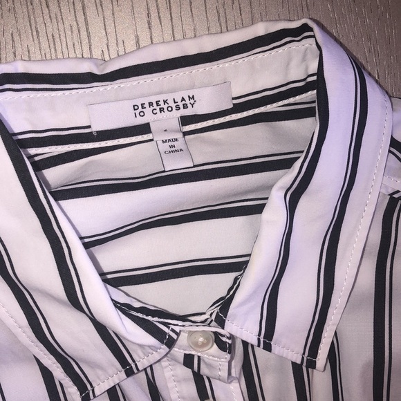 Derek Lam Long-Sleeve Striped Cotton Shirt Dress Size 6 - Picture 5 of 12